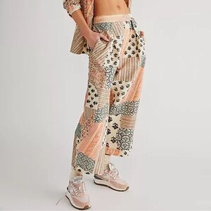 Free People Women’s Block Party Summer 1pc Patchwork Print Pants Size Medium